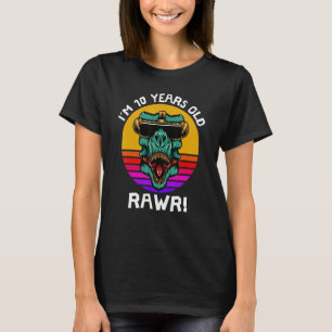 I'm 10 Years Old Rawr Retro Dinosaur Sunset 10th B T-Shirt