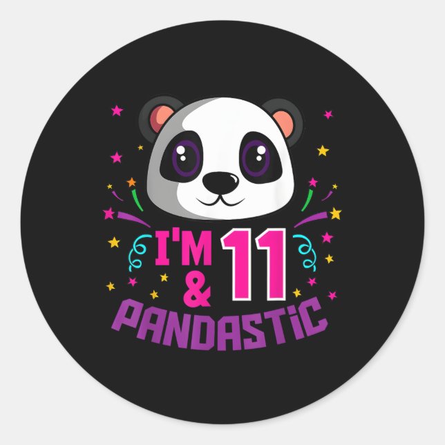 I'M 11 Pandastic Py Panda Bday Celebration Classic Round Sticker (Front)
