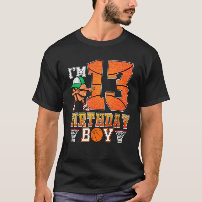 I'm 13 Years Old 13th Birthday Boy Basketball T-Shirt (Front)