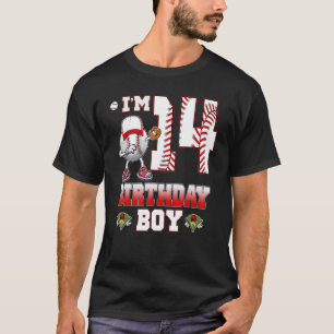 I'm 14 Years Old 14th Birthday Boy Dabbing Basebal T-Shirt