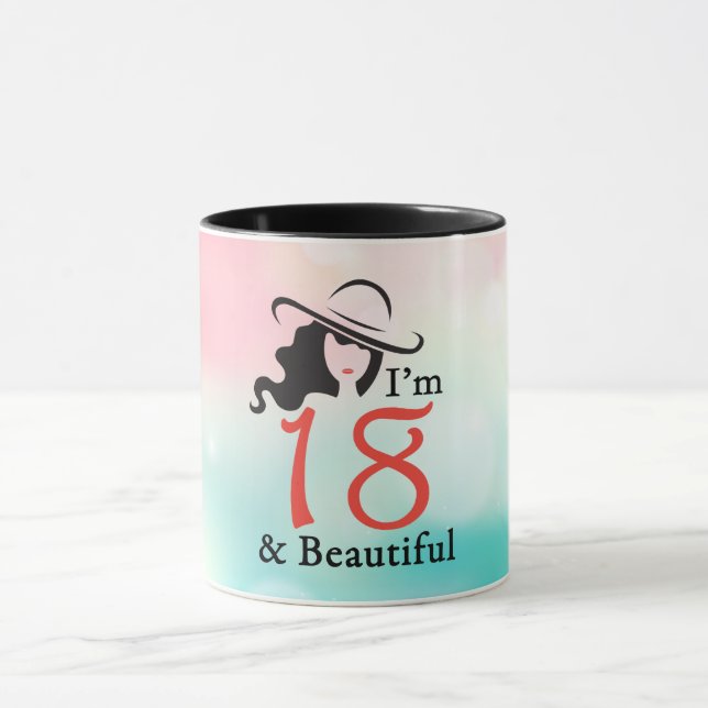 I'm 18 and beautiful mug - LRG (Center)