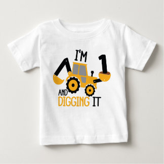 I'm 1 And Digging It Construction Birthday Boy Baby T-Shirt