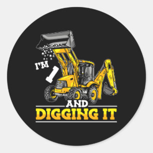 I'M 1 And Digging It Construction Truck 1St Classic Round Sticker