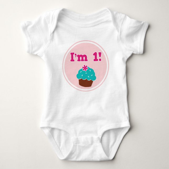 I'm 1 Cupcake Birthday Baby Bodysuit (Front)