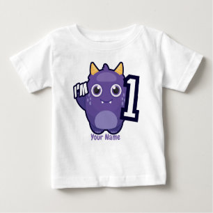 I'm 1 Purple Monster Birthday Baby T-Shirt