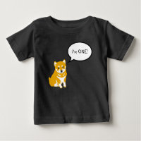 I'm 1 Shiba Inu Speech Bubble 2 Black Baby Tee