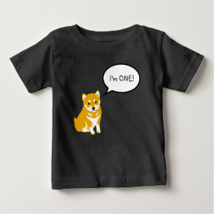 I'm 1 Shiba Inu Speech Bubble 2 Black Baby Tee