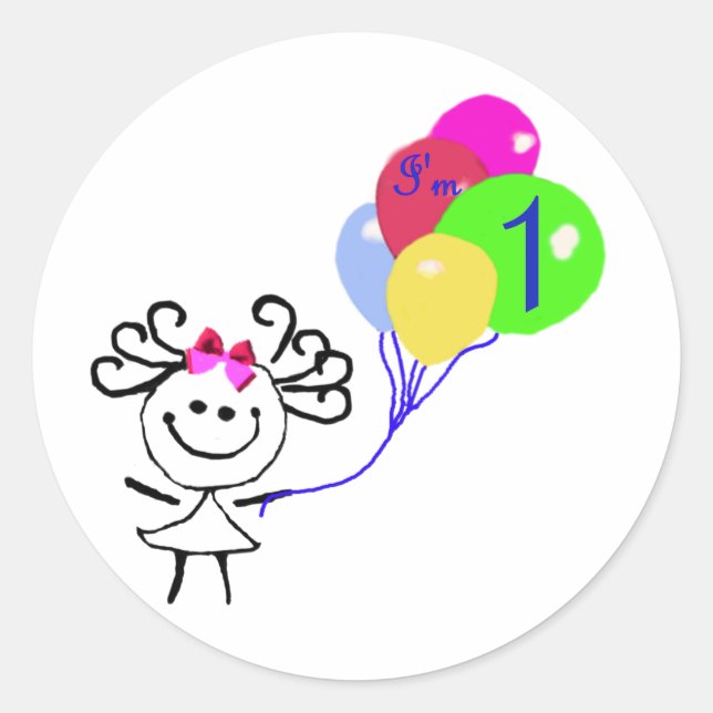 I'm 1 Stick Figure Classic Round Sticker (Front)