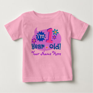I'm 1 Years Old! (Personalise with Child's Name) Baby T-Shirt