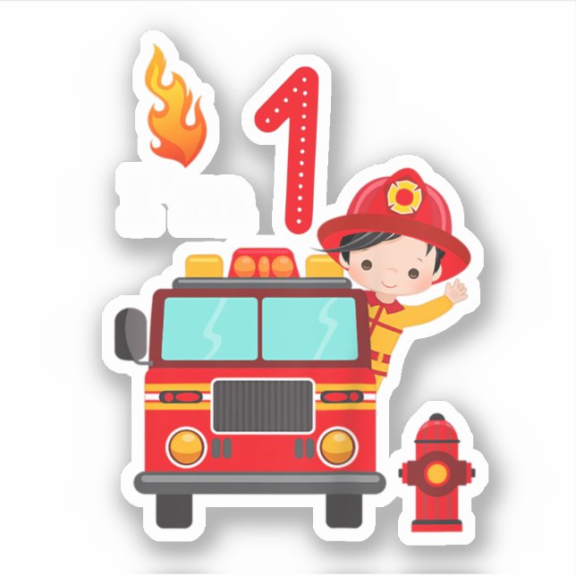 I'm 1st Birthday Boy Fire Engine Truck Toddler Fir (Front)