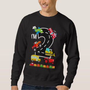 I'm 2 2nd Birthday Trucks Vehicles Transportation  Sweatshirt