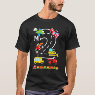 I'm 2 2nd Birthday Trucks Vehicles Transportation T-Shirt