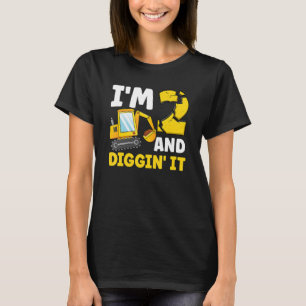 I'm 2 And Digging It 2nd Birthday Excavator Birthd T-Shirt