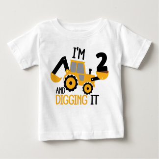 I'm 2 And Digging It Construction Birthday Boy Baby T-Shirt