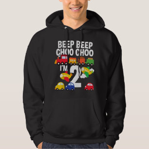 I'm 2 Birthday Boy 2nd Bday Trains Cars Aeroplanes Hoodie