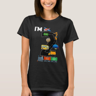 I'm 2 Birthday Kids 2nd Bday Train Car Truck Airpl T-Shirt