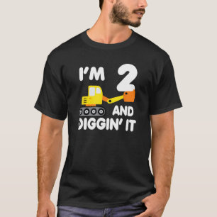 I'm 2 & diggin' it Construction Truck 2nd Birthday T-Shirt