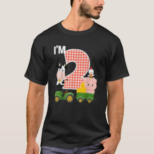 I'm 2 Farm Animals Barnyard Tractor 2Nd Birthday P T-Shirt