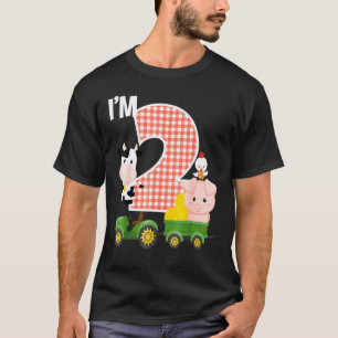 I'm 2 Farm Animals Barnyard Tractor 2nd Birthday P T-Shirt