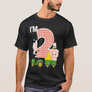 I'm 2 Farm Animals Barnyard Tractor 2nd Birthday P T-Shirt
