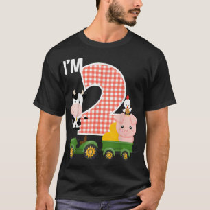 Im 2 Farm Animals Barnyard Tractor 2nd Birthday Pa T-Shirt
