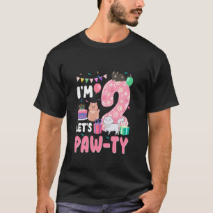 I'm 2 Let's Paw-Ty 2nd Birthday Cats Lover 2 Year T-Shirt