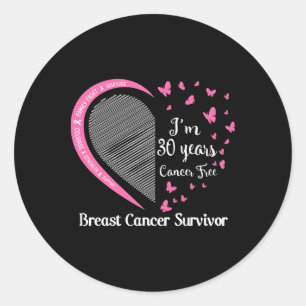 I'm 30 Years Cancer Free Breast Cancer Survivor Fa Classic Round Sticker