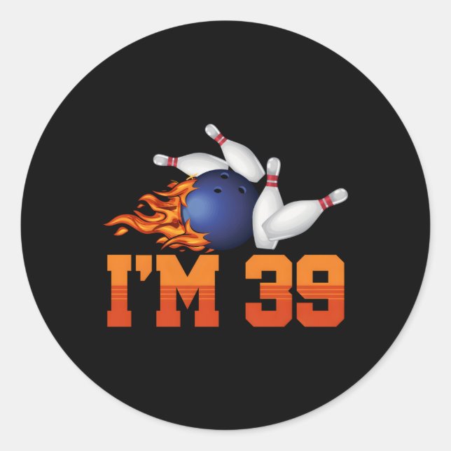 I'M 39 Bowling Ball Sports Player 39Th Classic Round Sticker (Front)