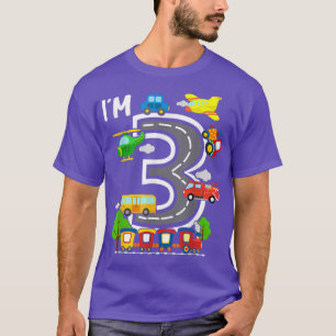I'm 3 Birthday Boy 3rd Bday Train Car Fire Truck A T-Shirt