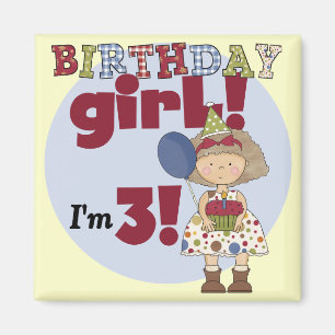 I'm 3 Birthday Girl Tshirts and Gifts Magnet