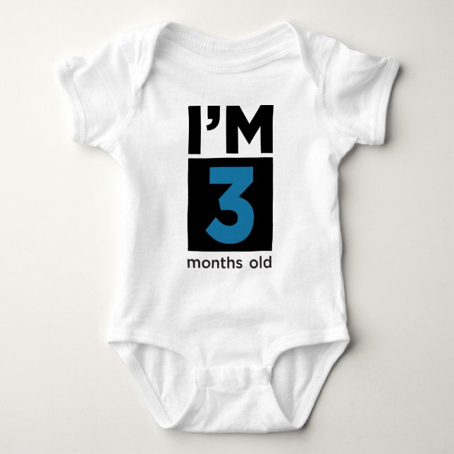 I'm 3 Months Old Blue Baby Bodysuit (Front)