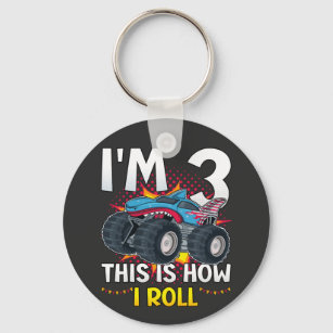 I'm 3 This is how I roll Monster Truck Button Key Ring