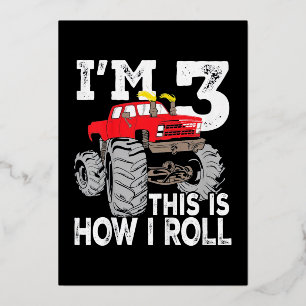 I'm 3 This Is How I Roll Shirt Foil Holiday Card