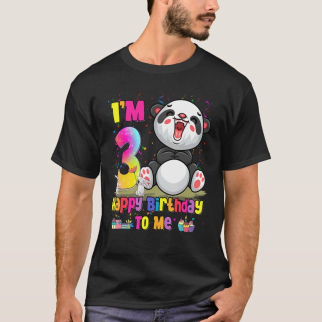 I'm 3 Years Old  3rd Birthday Girls Teens  Panda T-Shirt (Front)
