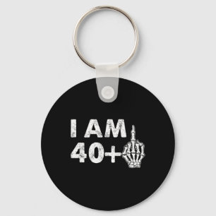 I'm 41 Years Old Fun Skeleton Middle Finger 41st B Key Ring