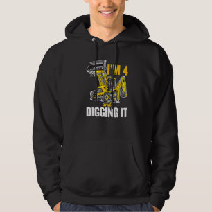I'm 4 And Digging It 4th Birthday Digger Kids Hoodie