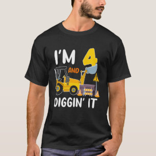 I'm 4 And Digging It Construction Excavator 4th Bi T-Shirt