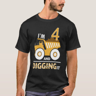 I'm 4 And Digging It Construction Excavator 4th Bi T-Shirt