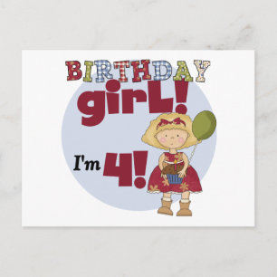 I'm 4 Birthday Girl T-shirts and Gifts Postcard
