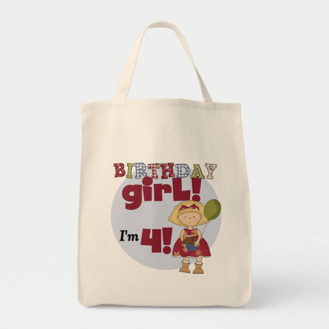 I'm 4 Birthday Girl T-shirts and Gifts Tote Bag (Front)