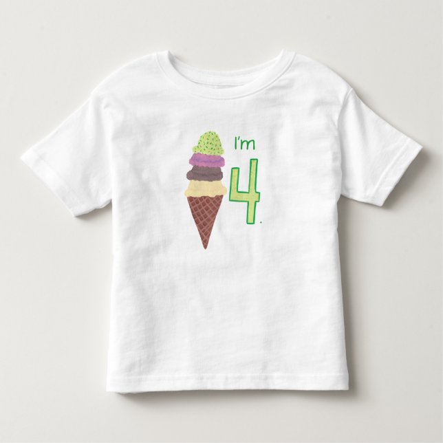 I'm 4, Four Scoops of Ice Cream on Cone Tee Shirts (Front)