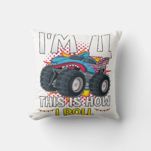 I'm 4 This is how I roll Monster Truck Cushion