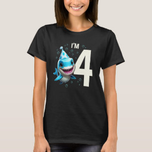I'm 4 Years Old Cute Shark Fish Child Boy Girl 4th T-Shirt