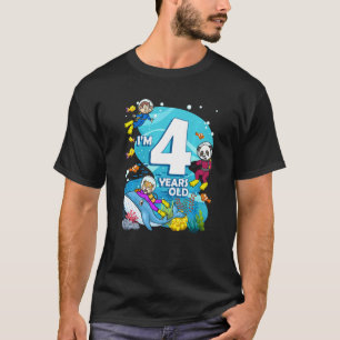 I'm 4 Years Old Ocean Scuba Diver Land Animals Bir T-Shirt