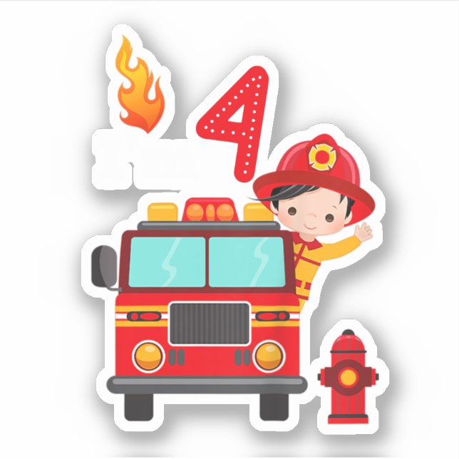 I'm 4th Birthday Boy Fire Engine Truck Toddler Fir (Front)