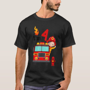 I'm 4th Birthday Boy Fire Engine Truck Toddler Fir T-Shirt