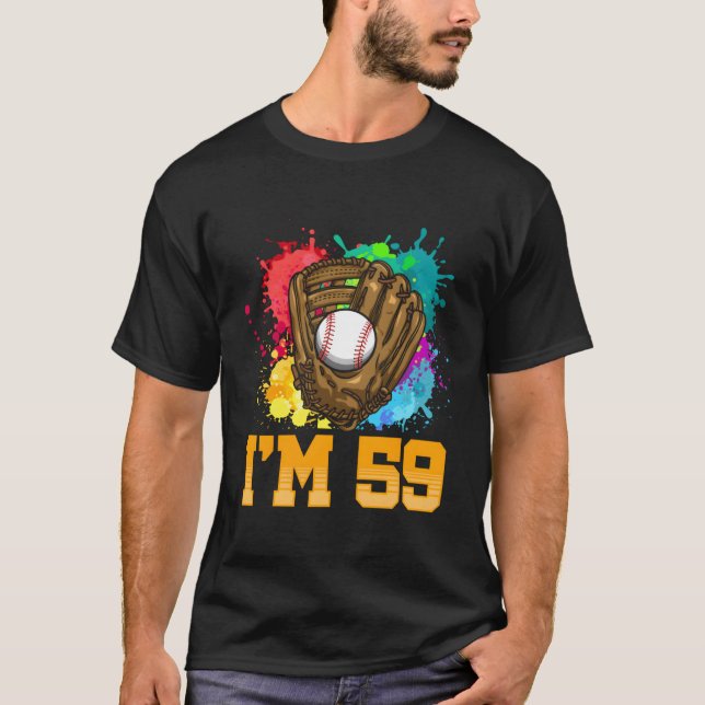 I'M 59 Sports Glove Baseball Player 59Th T-Shirt (Front)