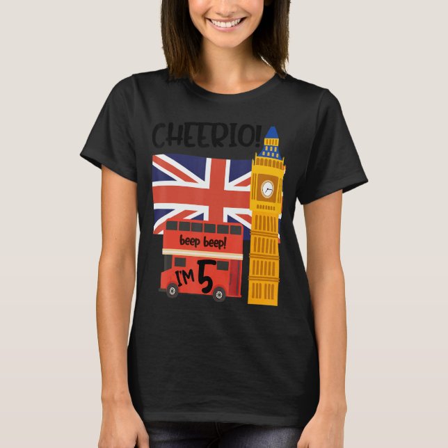 I'm 5   5th Birthday British London Theme United K T-Shirt (Front)
