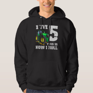 I'm 5 Farm Barnyard Tractor 5th Birthday Party Hoodie