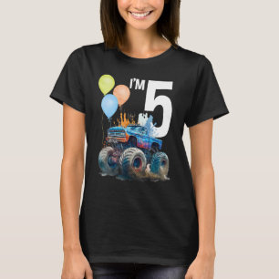 I'm 5 Monster Truck 5th Birthday Boys Trucks Bday T-Shirt